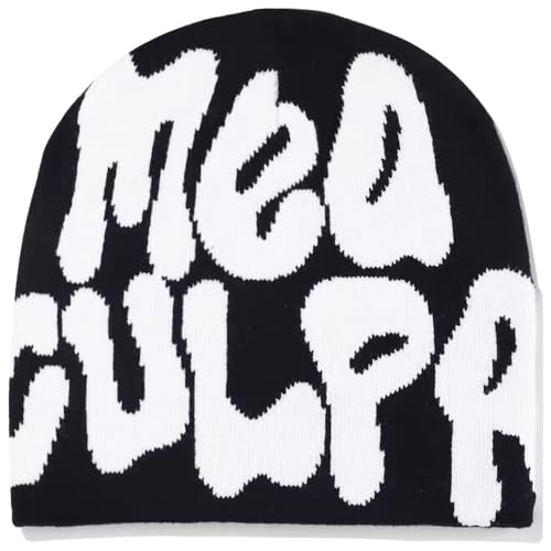 Arcimatto Y2k Spider Beanie Mütze Wolle Acryl Knit Skull Cap Winter Warm Streetwear MEA Design Hüte für Frauen Mann Jugendliche, Mea Black, Einheitsgröße von Arcimatto
