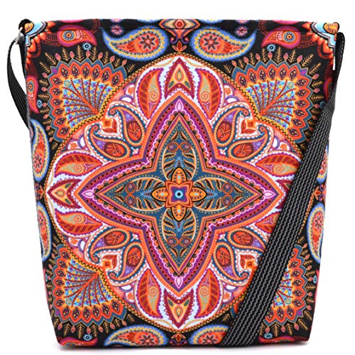 Arco Design Bertoni Damen Handtasche 2-in-1 Schultertasche und Umhängetasche mit Reißverschluss aus Filz | geräumig sportlich bunt (Polka) von Arco Design