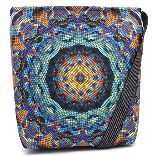 Arco Design Bertoni Funky Damen Handtasche 2-in-1 Schultertasche und Umhängetasche mit Reißverschluss aus Filz Große Tasche für Arbeit Schule Shopper Bunte Muster (Barcelona) von Arco Design