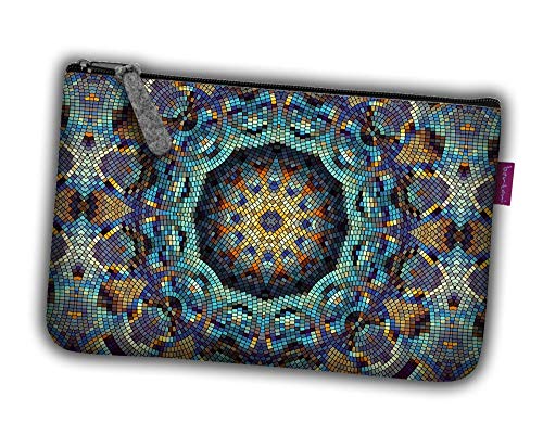 Bertoni Kosmetiktasche Damen Schminktasche aus Filz mit Reißverschluss Elegant Flach Kulturbeutel Federmappe Taschenorganizer (Barcelona) von Arco Design