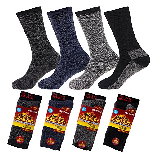 Arctic Comcort®, 4 Paar Thermosocken für Männer, Herrensocken mit Thermal, Wollsocken mit Innenfutter, Größe 39-45 von Arctic Comfort