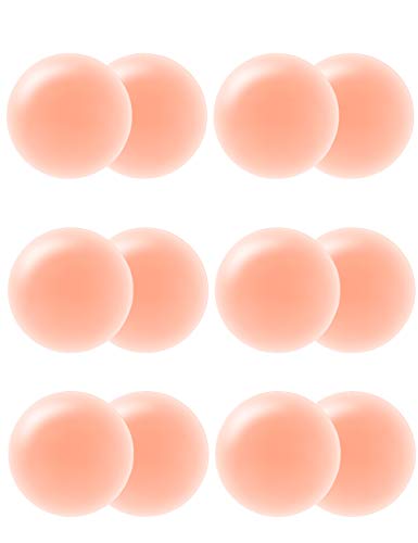 Arctic Penguin Nippel Abdeckungen Wiederverwendbar Nipple Cover Silikon Wasserfest Hautfarben für Frauen Gel Nippelpads Sexy Selbstklebend Nippelabdeckung Bikini Brustwarzenabdeckung (Runde-6) von Arctic Penguin