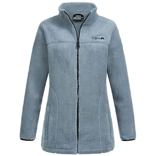 Arctic Seven Damen Fleecejacke Sherpa Fleece Outdoor Jacke warm ohne Kapuze AS-416 [AS-416-Dusty-Blue-Gr.L] von Arctic Seven