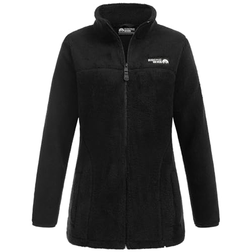 Arctic Seven Damen Fleecejacke Sherpa Fleece Outdoor Jacke warm ohne Kapuze AS-416 [AS-416-Schwarz-Gr.3XL] von Arctic Seven