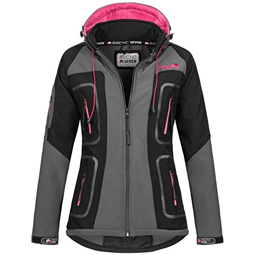 Arctic Seven Damen Softshell Funktions Outdoor Regen Jacke Sport Kapuze AS181 [AS-181-D.Grau-Schwarz-Gr.XXL] von Arctic Seven