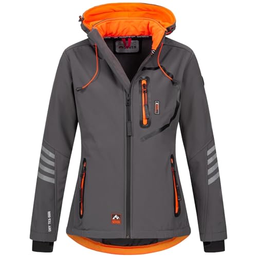 Arctic Seven Damen Softshell Funktions Outdoor Regen Jacke Sport Kapuze AS186 [AS-186-Grau-Orange-Gr.M] von Arctic Seven