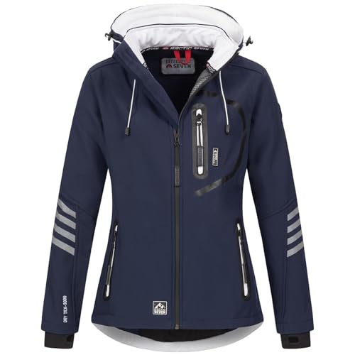 Arctic Seven Damen Softshell Funktions Outdoor Regen Jacke Sport Kapuze AS186 [AS-186-Navy-Weiss-Gr.3XL] von Arctic Seven