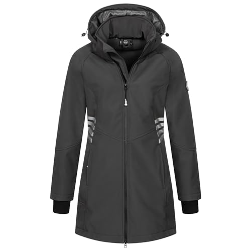 Arctic Seven Damen Softshelljacke Übergangs Softshell Jacke lang Outdoor mit Kapuze AS305 [AS-305-Dunkelgrau-Gr.XL] von Arctic Seven