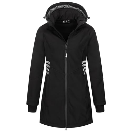 Arctic Seven Damen Softshelljacke Übergangs Softshell Jacke lang Outdoor mit Kapuze AS305 [AS-305-Schwarz-Gr.L] von Arctic Seven