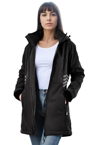 Arctic Seven Damen Softshelljacke (XS-5XL) mit Kapuze abnehmbar - Wasserabweisend, Atmungsaktiv, Fleece innen, Warme Jacke Frauen - AS-305 (M, Schwarz) von Arctic Seven