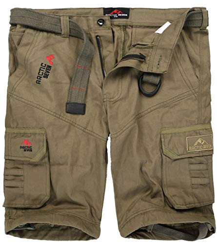 Arctic Seven Herren Cargo Shorts inkl. passendem Gürtel AS-129 [AS-129-Olive-W31] von Arctic Seven