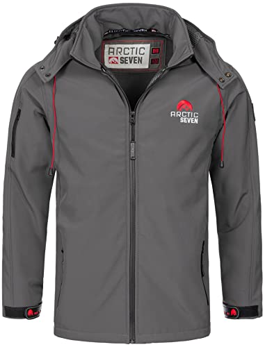 Arctic Seven Herren Softshell Jacke Funktionsjacke Outdoor Regenjacke Atmungsaktiv Fleece Innenfutter AS087 [AS-087-Dunkelgrau-Gr.3XL] von Arctic Seven