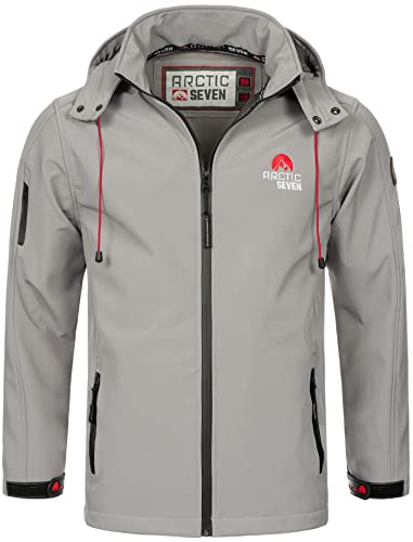Arctic Seven Herren Softshell Jacke Funktionsjacke Outdoor Regenjacke Atmungsaktiv Fleece Innenfutter AS087 [AS-087-Hellgrau-Gr.L] von Arctic Seven