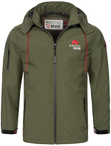 Arctic Seven Herren Softshell Jacke Funktionsjacke Outdoor Regenjacke Atmungsaktiv Fleece Innenfutter AS087 [AS-087-Olive-Gr.2XL] von Arctic Seven