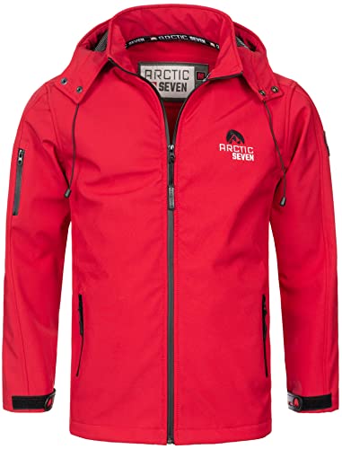 Arctic Seven Herren Softshell Jacke Funktionsjacke Outdoor Regenjacke Atmungsaktiv Fleece Innenfutter AS087 [AS-087-Rot-Gr.2XL] von Arctic Seven