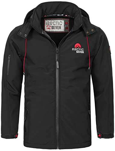 Arctic Seven Herren Softshell Jacke Funktionsjacke Outdoor Regenjacke Atmungsaktiv Fleece Innenfutter AS087 [AS-087-Schwarz-Gr.2XL] von Arctic Seven