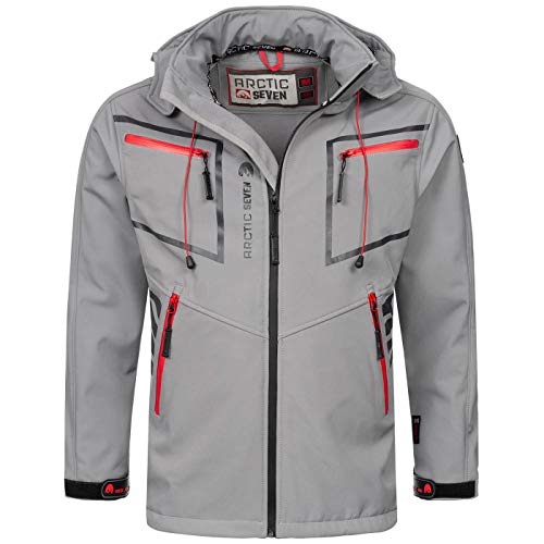 Arctic Seven Herren Softshell Jacke Funktionsjacke Outdoor Regenjacke Atmungsaktiv Fleece Innenfutter AS088 [AS-088-Hellgrau-Gr.3XL] von Arctic Seven