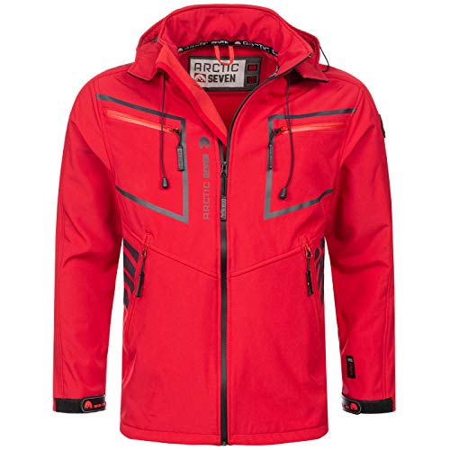 Arctic Seven Herren Softshell Jacke Funktionsjacke Outdoor Regenjacke Atmungsaktiv Fleece Innenfutter AS088 [AS-088-Rot-Gr.3XL] von Arctic Seven