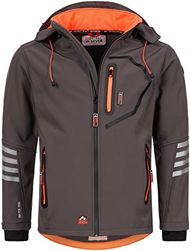 Arctic Seven Herren Softshell Jacke Funktionsjacke Outdoor Regenjacke Atmungsaktiv Fleece Innenfutter AS301 [AS-301-Grau-Orange-Gr.3XL] von Arctic Seven