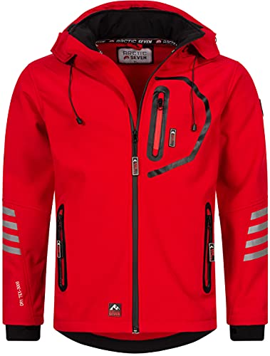 Arctic Seven Herren Softshell Jacke Funktionsjacke Outdoor Regenjacke Atmungsaktiv Fleece Innenfutter AS301 [AS-301-Rot-Schwarz-Gr.3XL] von Arctic Seven