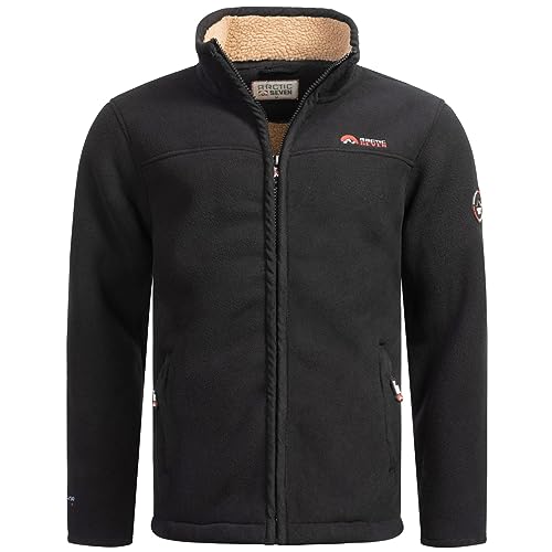 Arctic Seven Herren Fleece Jacke mit Teddyfell Futter Fleecejacke Wanderjacke AS325 [AS-325-Schwarz-Gr.L] von Arctic Seven