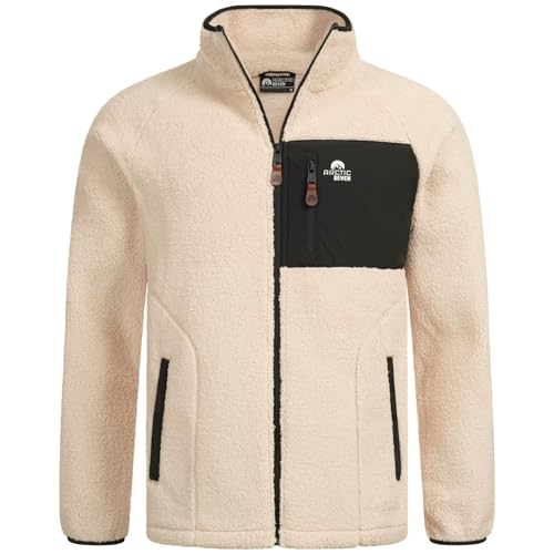 Arctic Seven Herren Fleecejacke (S-3XL) - Leicht, Flauschig, Atmungsaktiv, Hoher Kragen, Übergangsjacke Warme Jacke Männer - AS-415 Beige Large von Arctic Seven
