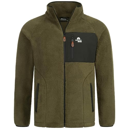 Arctic Seven Herren Fleecejacke warme Sherpa Fleece Outdoor Jacke ohne Kapuze AS-415 [AS-415-Olive-Gr.L] von Arctic Seven