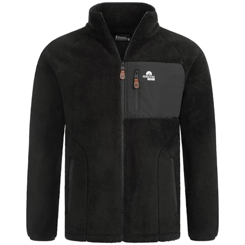 Arctic Seven Herren Fleecejacke (S-3XL) - Leicht, Flauschig, Atmungsaktiv, Hoher Kragen, Übergangsjacke Warme Jacke Männer - AS-415 Schwarz X-Large von Arctic Seven