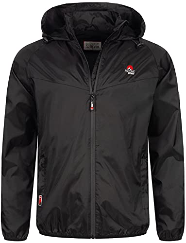 Arctic Seven Herren Regenjacke leicht Outdoor Übergangsjacke mit Kapuze [AS-284-Schwarz-Gr.L] von Arctic Seven