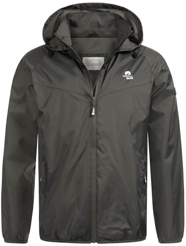 Arctic Seven Herren Regenjacke leichte Regen Outdoor Jacke mit Kapuze [AS-412-Dunkelgrau-Gr.XL] von Arctic Seven