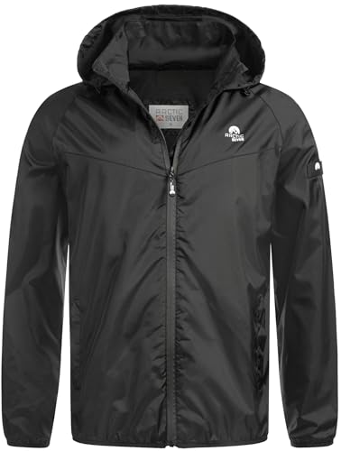 Arctic Seven Herren Regenjacke leichte Regen Outdoor Jacke mit Kapuze [AS-412-Schwarz-Gr.3XL] von Arctic Seven