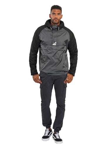 Arctic Seven Herren Regenjacke mit Kapuze Windbreaker Schlupfjacke AS324 [AS-324-Dunkelgrau-Schwarz Größe XL-Gr. XL] von Arctic Seven