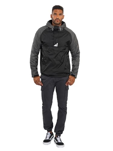 Arctic Seven Herren Regenjacke mit Kapuze Windbreaker Schlupfjacke AS324 [AS-324-Schwarz-Dunkelgrau Größe M-Gr. M] von Arctic Seven