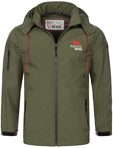 Arctic Seven Herren Softshell Jacke Funktionsjacke Outdoor Regenjacke Atmungsaktiv Fleece Innenfutter AS087 [AS-087-Olive-Gr.4XL] von Arctic Seven