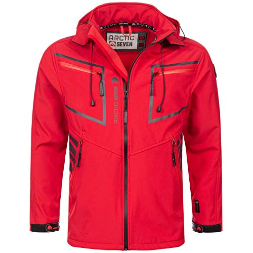 Arctic Seven Herren Softshell Jacke Funktionsjacke Outdoor Regenjacke Atmungsaktiv Fleece Innenfutter AS088 [AS-088-Rot-Gr.XXL] von Arctic Seven