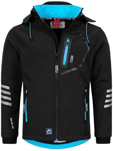 Arctic Seven Herren Softshell Jacke Funktionsjacke Outdoor Regenjacke Atmungsaktiv Fleece Innenfutter AS301 [AS-301-Schwarz-Blau-Gr.XXL] von Arctic Seven