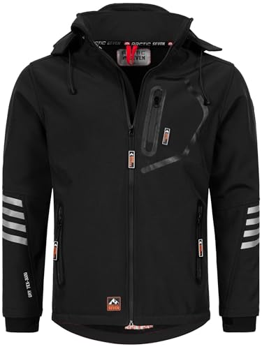 Arctic Seven Herren Softshell Jacke Funktionsjacke Outdoor Regenjacke Atmungsaktiv Fleece Innenfutter AS301 [AS-301-Schwarz-Orange-Gr.XXL] von Arctic Seven