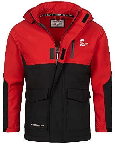 Arctic Seven Herren Softshell Outdoor Jacke Wasserabweisende Funktionsjacke Windbreaker AS303 [AS-303-Rot-Schwarz-Größe L-Gr.L] von Arctic Seven