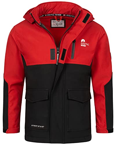 Arctic Seven Herren Softshell Outdoor Jacke Wasserabweisende Funktionsjacke Windbreaker AS303 [AS-303-Rot-Schwarz-Größe XXXXL-Gr.4XL] von Arctic Seven