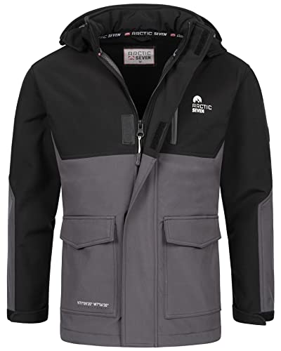 Arctic Seven Herren Softshell Outdoor Jacke Wasserabweisende Funktionsjacke Windbreaker AS303 [AS-303-Schwarz-Dunkelgrau-Größe XXL-Gr.2XL] von Arctic Seven