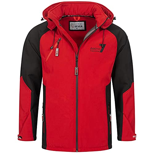 Arctic Seven Herren Softshelljacke Freizeitjacke Funktionsjacke Outdoor Fleece Gefüttert AS300 [AS-300-Rot-Schwarz-Gr.L] von Arctic Seven