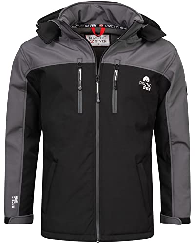 Arctic Seven Herren Softshelljacke Wasserabweisend und Atmungsaktiv Outdoor Funktionsjacke AS302 [AS-302-Dunkelgrau-Schwarz-Größe M - Gr. M] von Arctic Seven