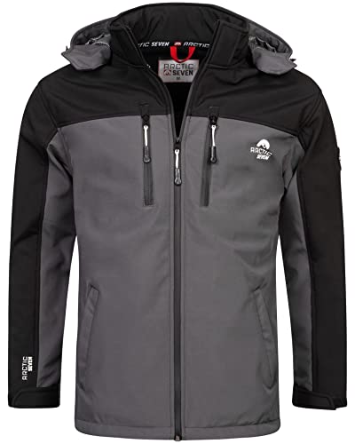 Arctic Seven Herren Softshelljacke Wasserabweisend und Atmungsaktiv Outdoor Funktionsjacke AS302 [AS-302-Schwarz-Dunkelgrau-Größe M - Gr. M] von Arctic Seven