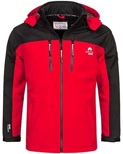 Arctic Seven Herren Softshelljacke Wasserabweisend und Atmungsaktiv Outdoor Funktionsjacke AS302 [AS-302-Schwarz-Rot-Größe L - Gr. L] von Arctic Seven