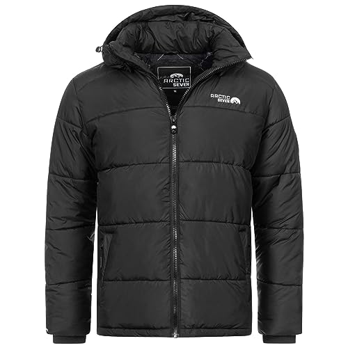 Arctic Seven Herren Winter Stepp Jacke gesteppte Winterjacke warm Kapuze AS-333 [AS-333 -Schwarz-Gr.L] von Arctic Seven