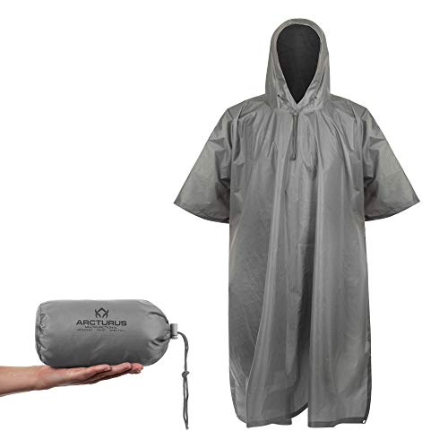 Arcturus Leichter Ripstop-Nylon-Poncho mit verstellbarer Kapuze (grau) von Arcturus