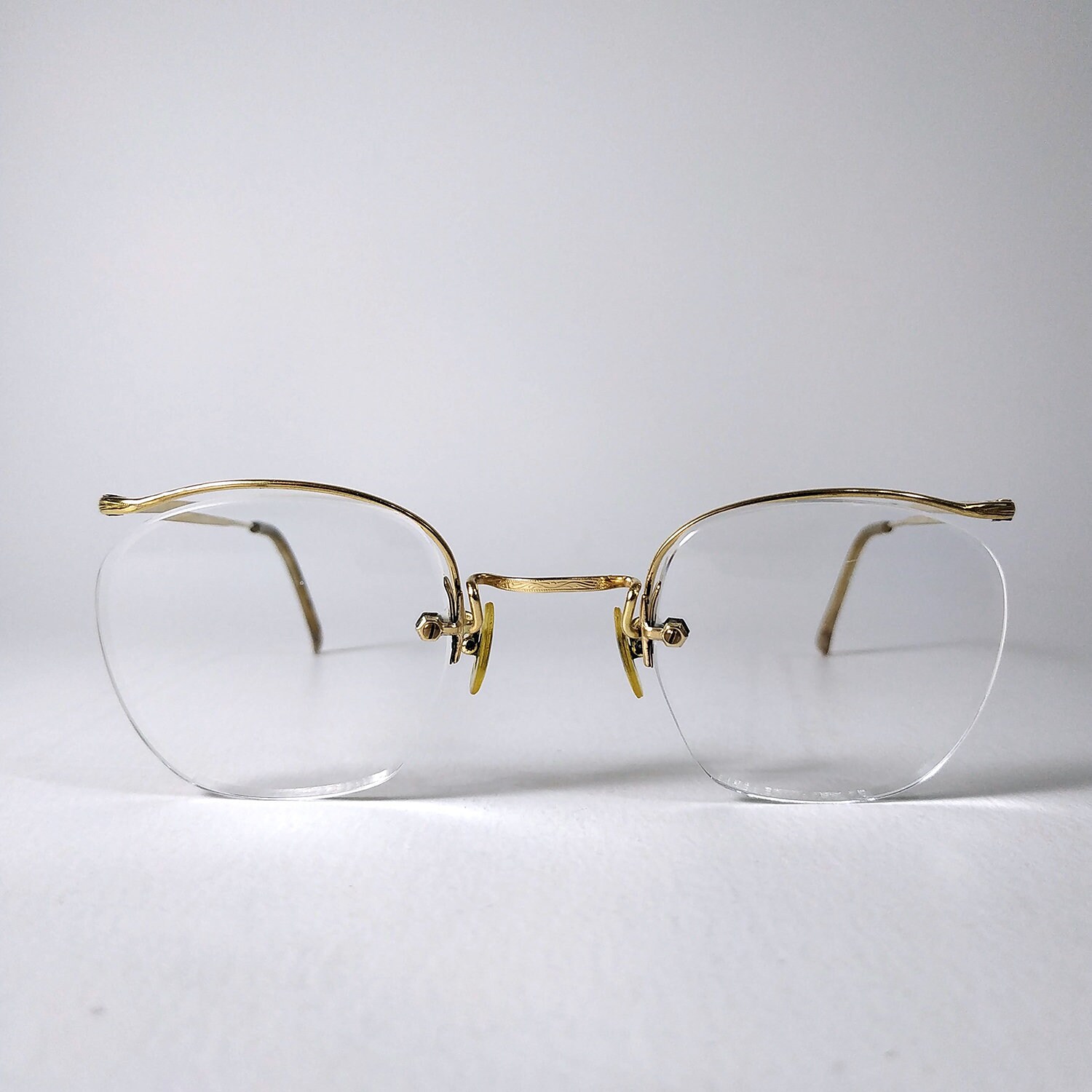 Antike, Gold Gefüllte, Randlose Brillenfassung. Mineralgläser. Stempel Auf Steg - Ngs von ArcusVita
