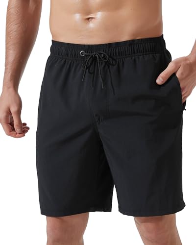 Arcweg Badehose Herren Badeshorts Schnelltrocknende Badeshorts Männer Jungen Schwimmhose Boardshorts für Männer mit Verstellbarem Tunnelzug Schwarz L(EU) von Arcweg