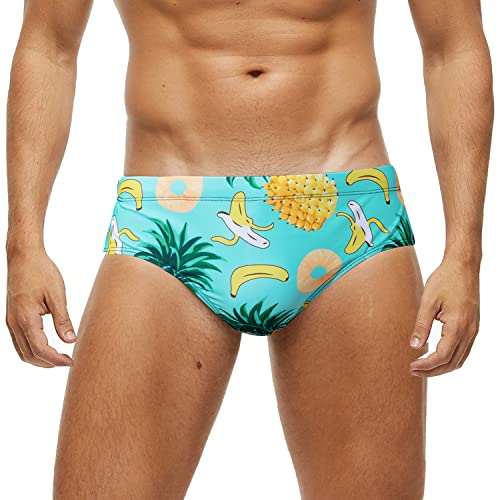 Arcweg Badehose Herren Badeslip Kurz Eng Jungen Schwimmhose Abnehmbares Pad Freizeit Kurze Badehose Ananas L（EU von Arcweg