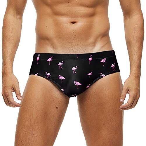 Arcweg Badehose Herren Badeslip Kurz Eng Jungen Schwimmhose Abnehmbares Pad Freizeit Kurze Badehose Flamingo XL(EU) von Arcweg